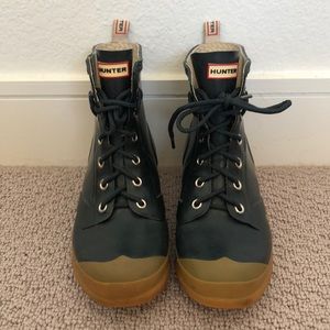 Teal combat style rain boots